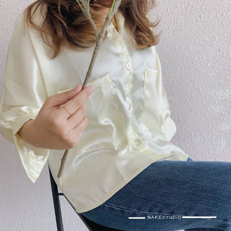 Satin Blouse in Ivory