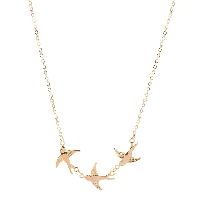 Fashion Women  Necklace Three Metal  Bird Necklaces Jewelry Necklace