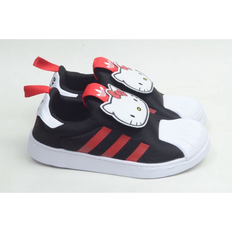SEPATU ANAK ORIGINAL ADIDAS SUPERSTAR 360 HELLO KITTY BLACK RED WHITE