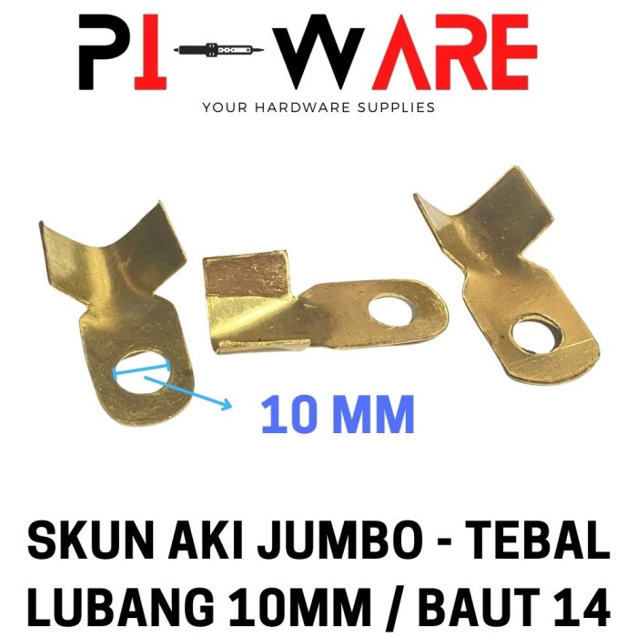 Skun Ring Bulat 10MM Untuk Baut 14 Terminal Aki Kabel Kuningan Tebal