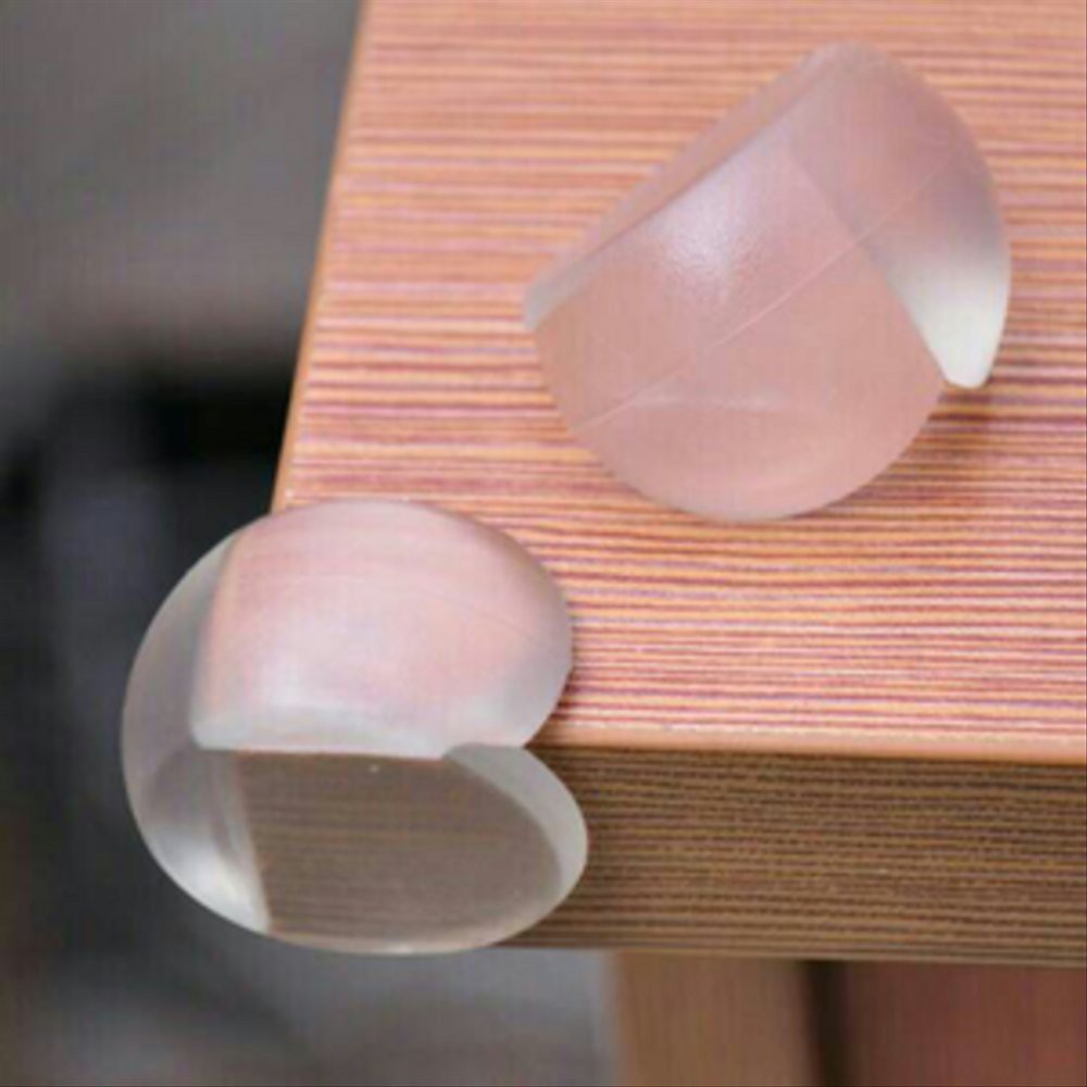 Pelindung Sudut Meja Oval Transparan Siku Karet Silikon Pojok PVC Bening
