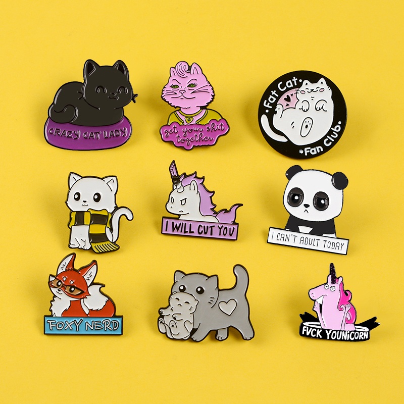 9 Gaya Bros Pin Enamel Bentuk Kartun Hewan Untuk Hadiah Teman