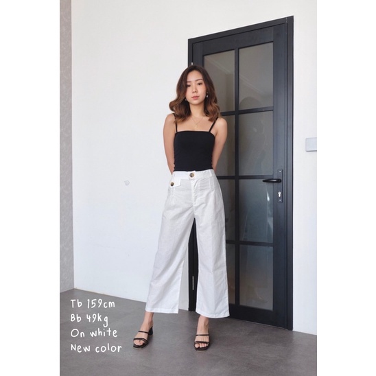 SIVALI Celana Kulot Highwaist Bahan Rami Linen Wide Leg Cullotes 2236