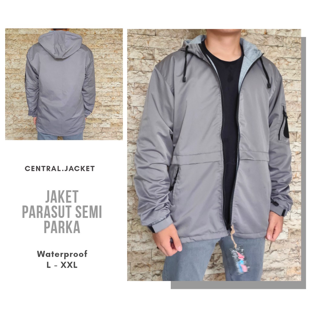 JAKET SEMI PARKA PRIA WINDPROOF - JAKET PRIA VELCRO - CENTRAL JACKET