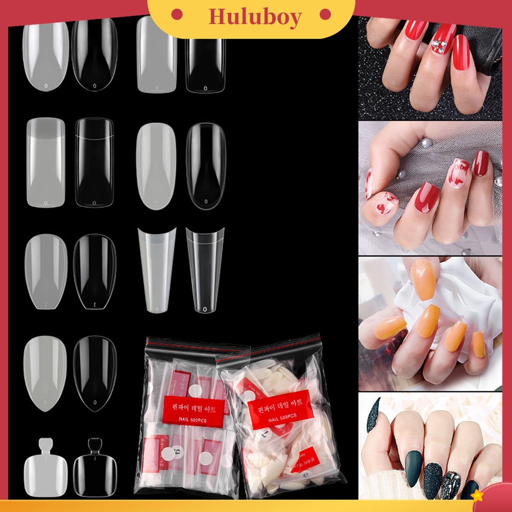 Huluboy Huluboy♡ 1 Kantong Kuku Palsu Setengah Cover Bahan Plastik Transparan Mudah Digunakan DIY