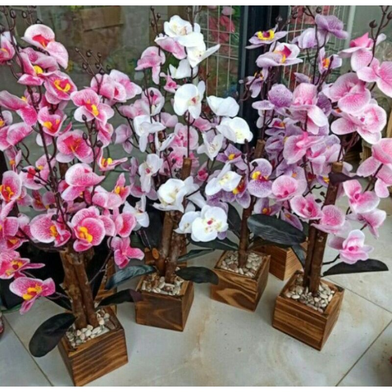 bonsai bunga anggrek bunga hias artificial bunga palsu dekorasi pot bunga hias