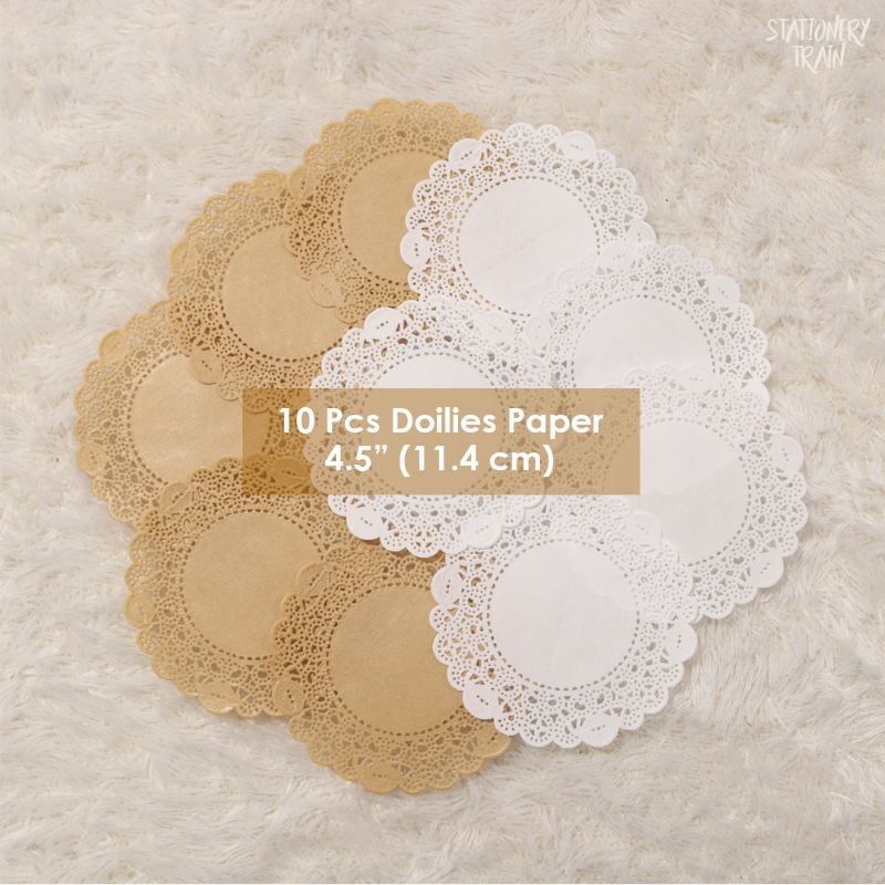 

Doilies Paper 10 Pcs (4.5" / 11.4cm) Warna Mix / White / Brown