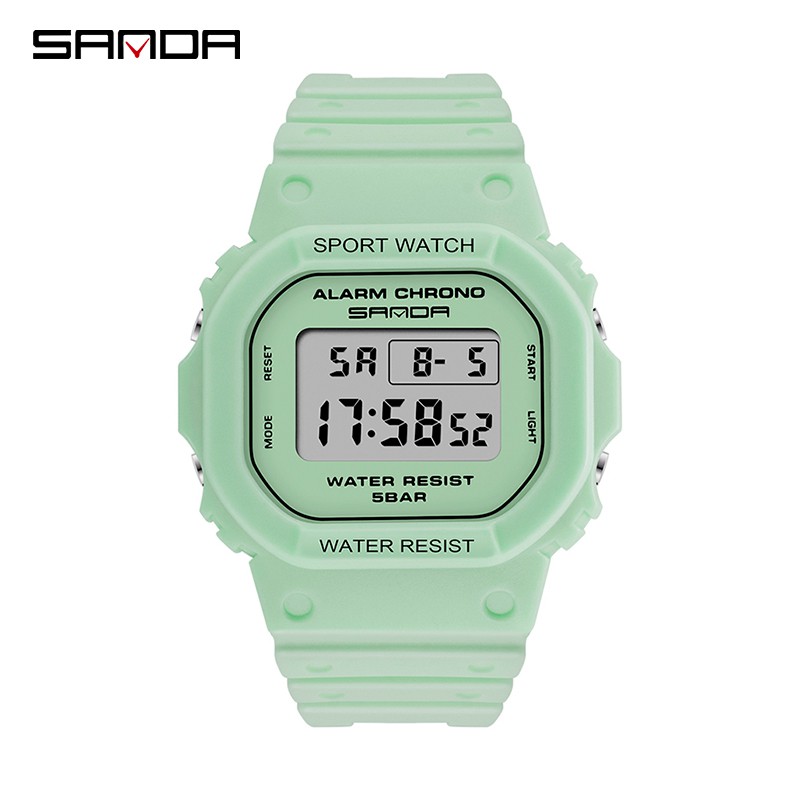 SANDA 293C Jam Tangan Wanita Pria Digital Tali Rubber Chronograph Anti Air CURRENOS-1