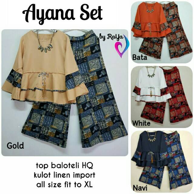 Ayana set kulot setelan kulot celana setelan blouse modern kekinian batik kantor seragaman