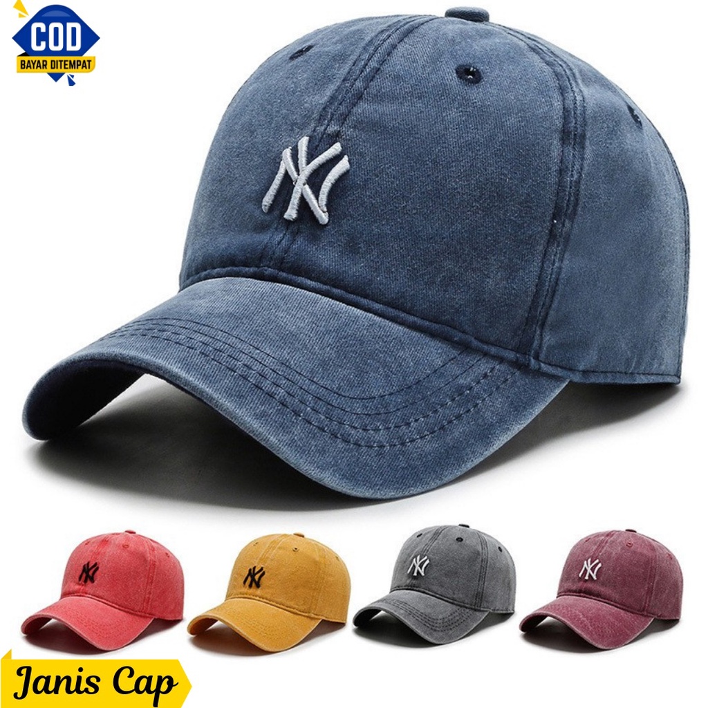 topi janis cap jeans baseball hat new york NY fashion unisex pria wanita import model kekinian
