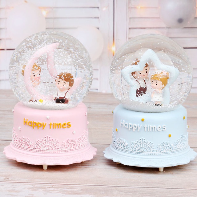 NY STORE Salju Otomatis JUMBO Happy Time Couple Bola Kristal Snow Crystal Ball Times Snowball