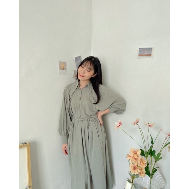 KANON - Heidy Multi-Way Shirt Dress - Dress kemeja midi desain unik korean look