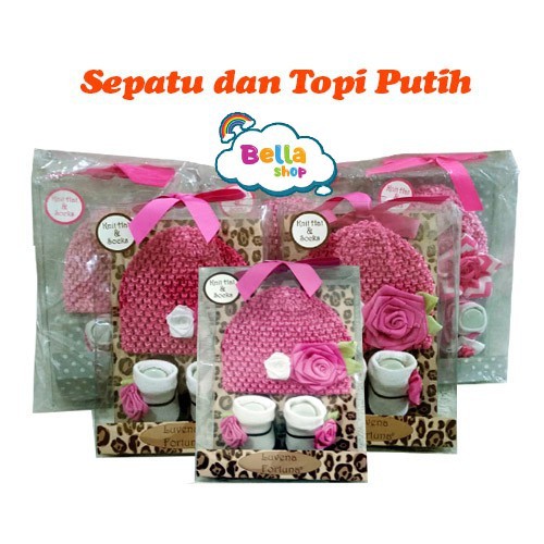 LUVENA FORTUNA BABY GIFT SET KNIT HAT AND SOCKS KADO BAYI TOPI DAN SEPATU - BELLA SHOP