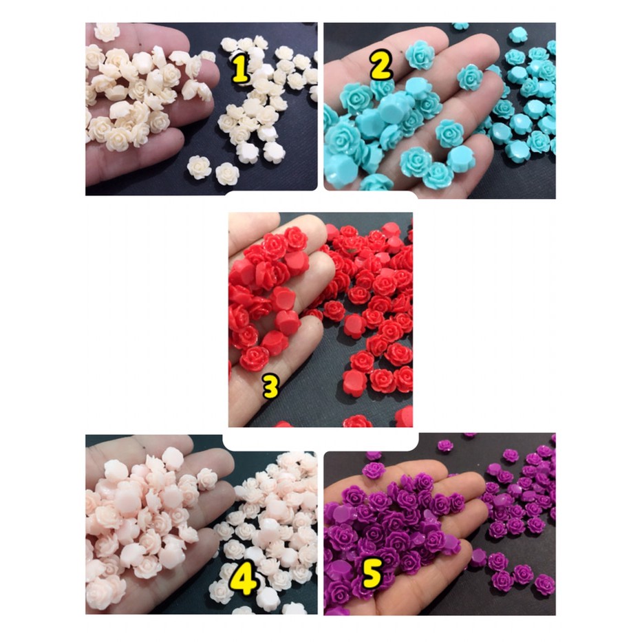 Deco part resin cabochon bahan deco bahan kerajinan tangan rose mawar