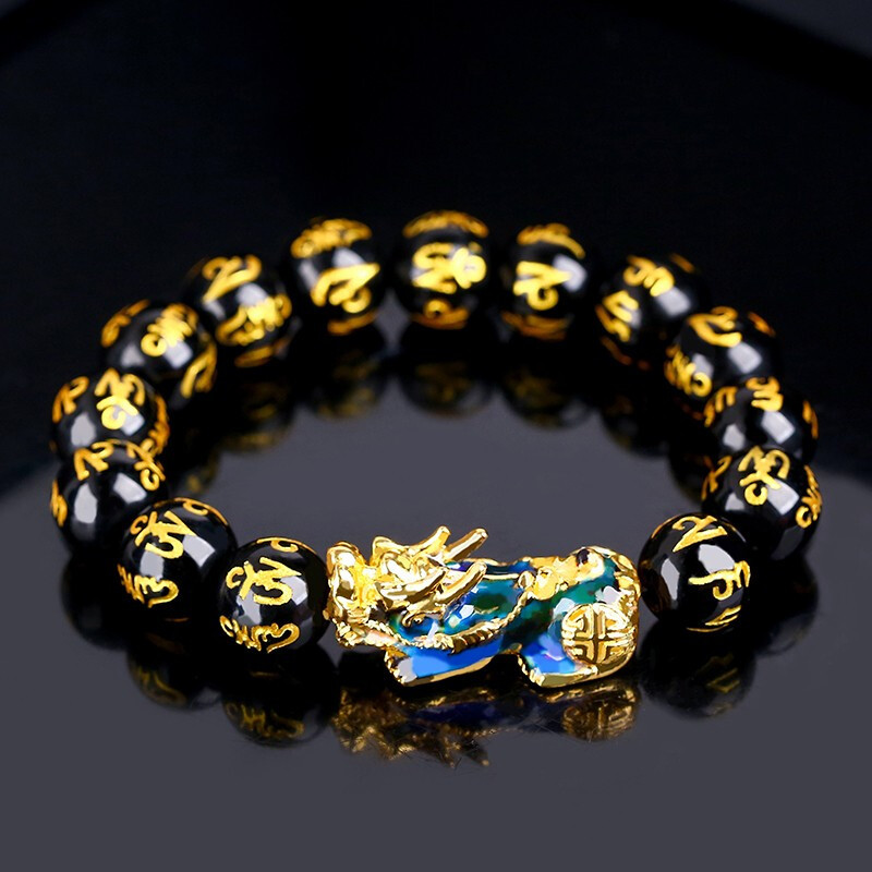 Unisex  Feng Shui Black Obsidian Beads Bracelet / Wealth and Good Luck Bracelet