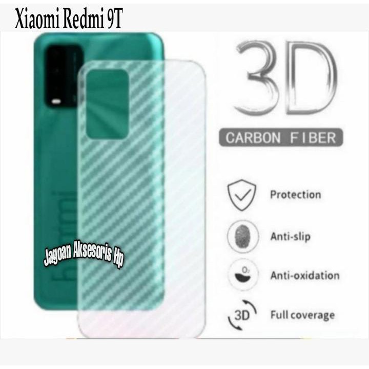 GARSKIN Sticker Carbon Redmi 9T Redmi 9 Power 6.53 Inchi Skin Carbon Transparan Fiber Protection