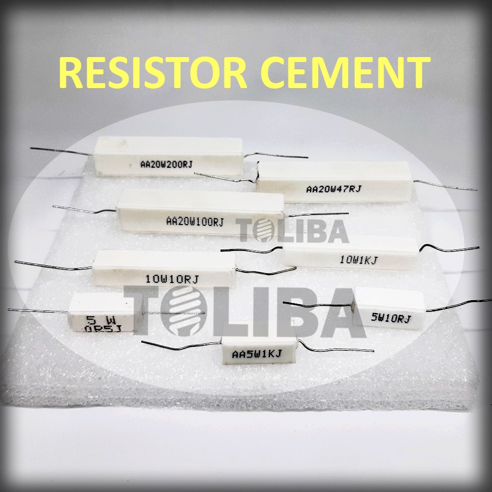 resistor cement 5w 10w 20w 0,5 10 47 100 200 1k ohm resistor kapur 5 watt 10 watt 20 watt komponen elektronik rangkaian aplifer sound system