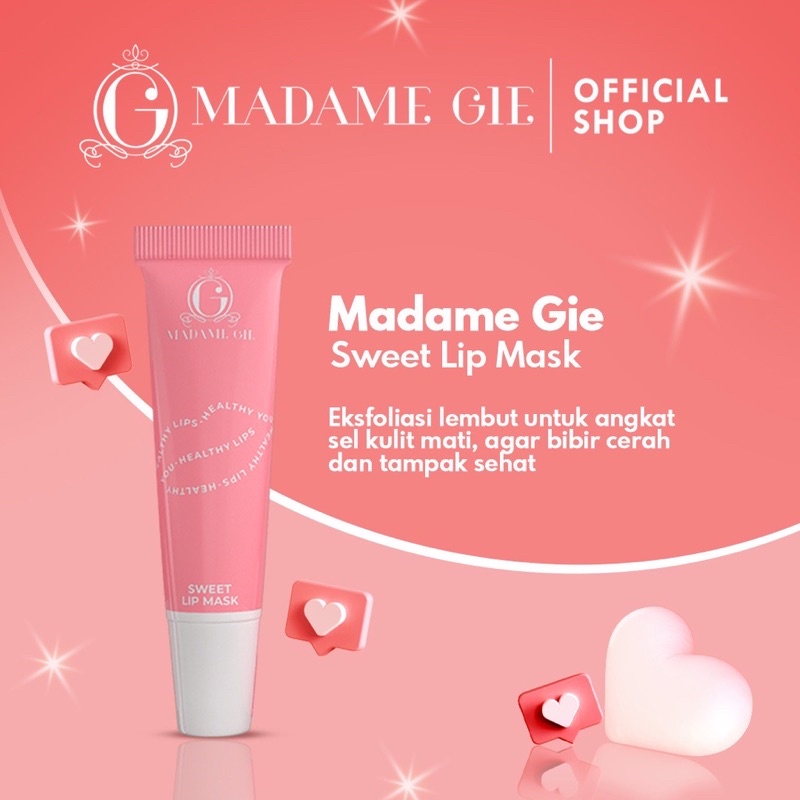 MADAME GIE Sweet Lip Mask Indonesia / Masker Bibir Pelembab Primer BB Foundation Loose Powder Lipstick Eyeshadow Blush On Eyeliner Eyebrow Mascara Lipstick Lip Matte Gloss Balm Kutek / Facial Wash Toner Essence Serum Sunscreen Cream Body Lotion Lipill Oil