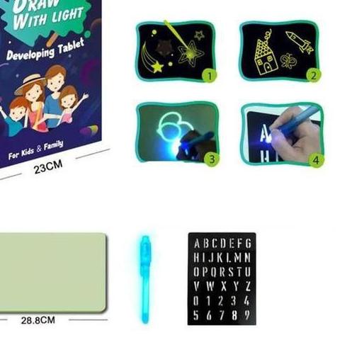 

☟ Magic Drawing Board Mainan Papan Tulis Ajaib Edukasi Anak Glowing Board LED Light Draw The Light Ω
