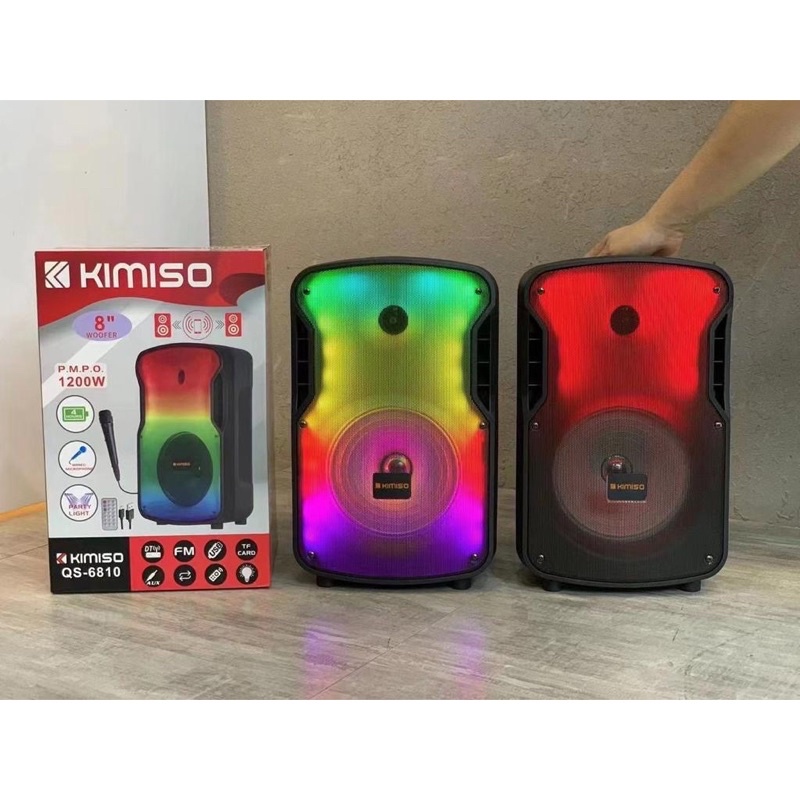Jual Speaker Bluetooth KIMISO QS6810 RGB LED 8 inch Jumbo Plus Remote