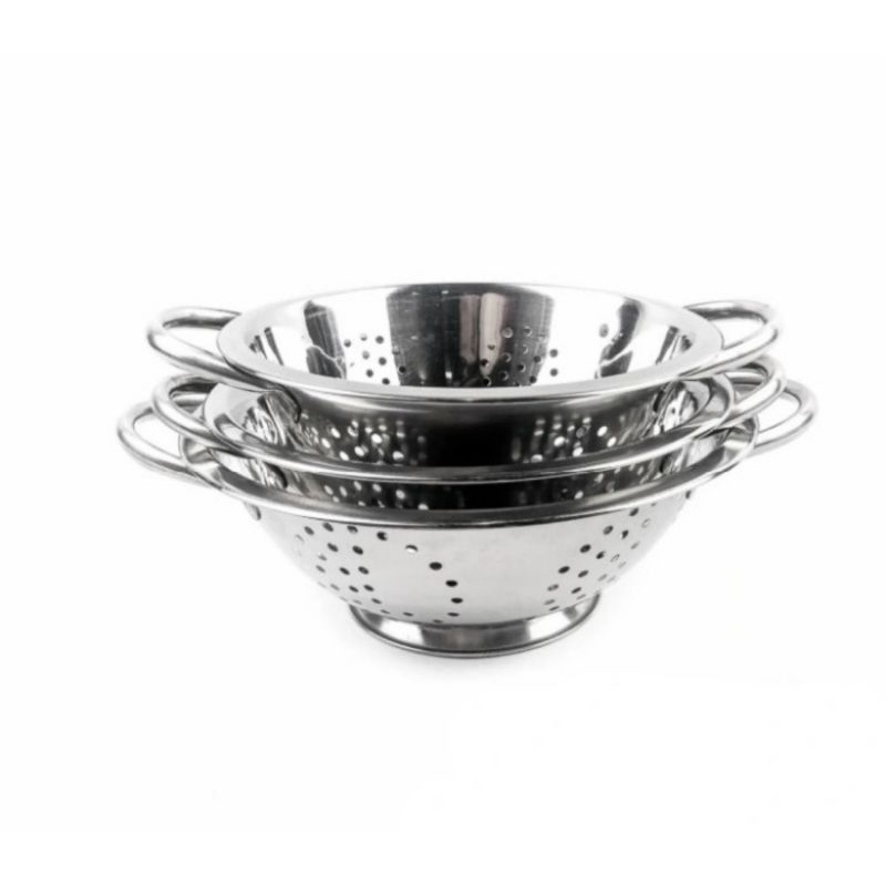 sangku bakul nasi stainless steel colander tanpa tutup ukuran 18cm 20cm 22cm 24cm 26cm 28cm