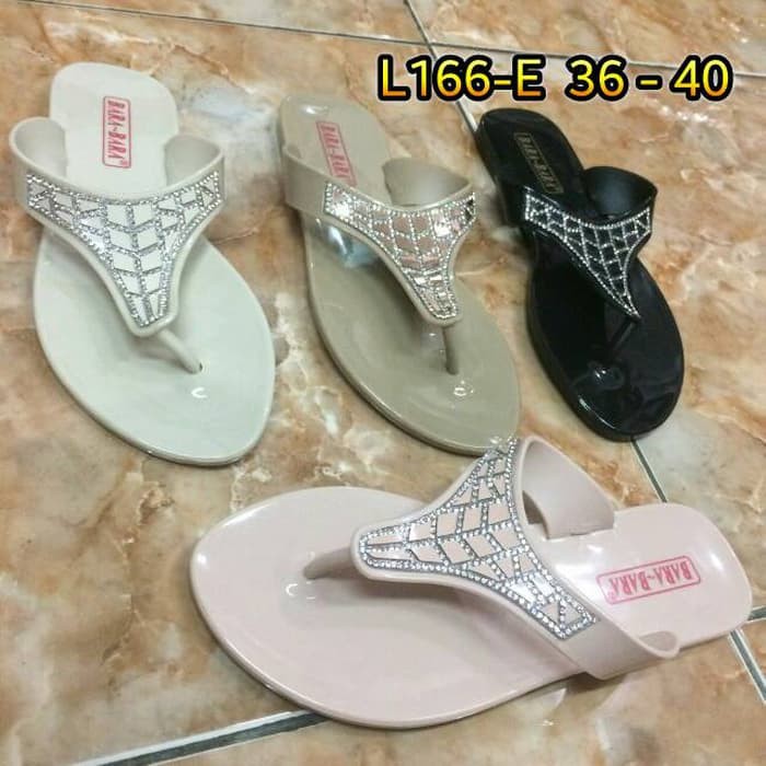 TERMUAH Sendal / Sandal Slop Wanita Cewek lebaran L166E wanita barabara wanita jepit jelly kaca bara