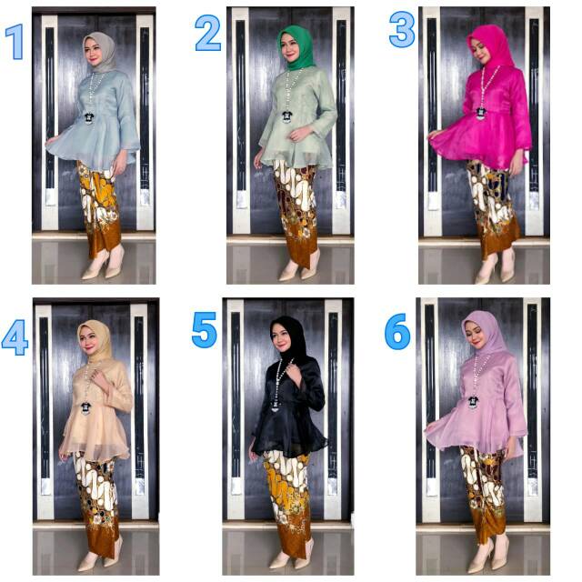 Setelan organza Dira (tunik organza + rok songket)