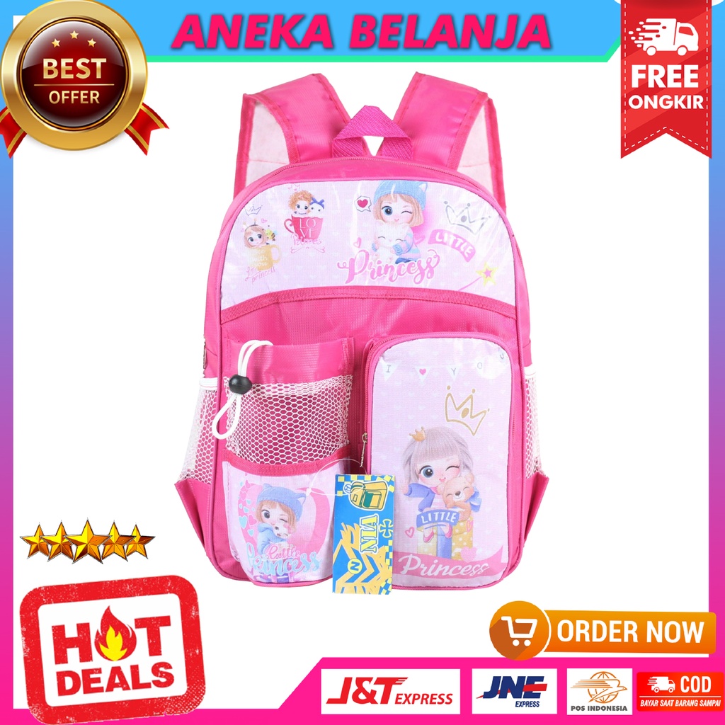 Tas Anak Motif Little Princess Warna Pink Imut Lucu Model Kekinian Cocok Untuk Sekolah Anak PAUD TK