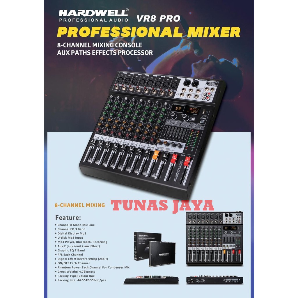 MIXER AUDIO HARDWELL VR 8 PRO  VR8 PRO HARDWELL VR8PRO ORIGINAL