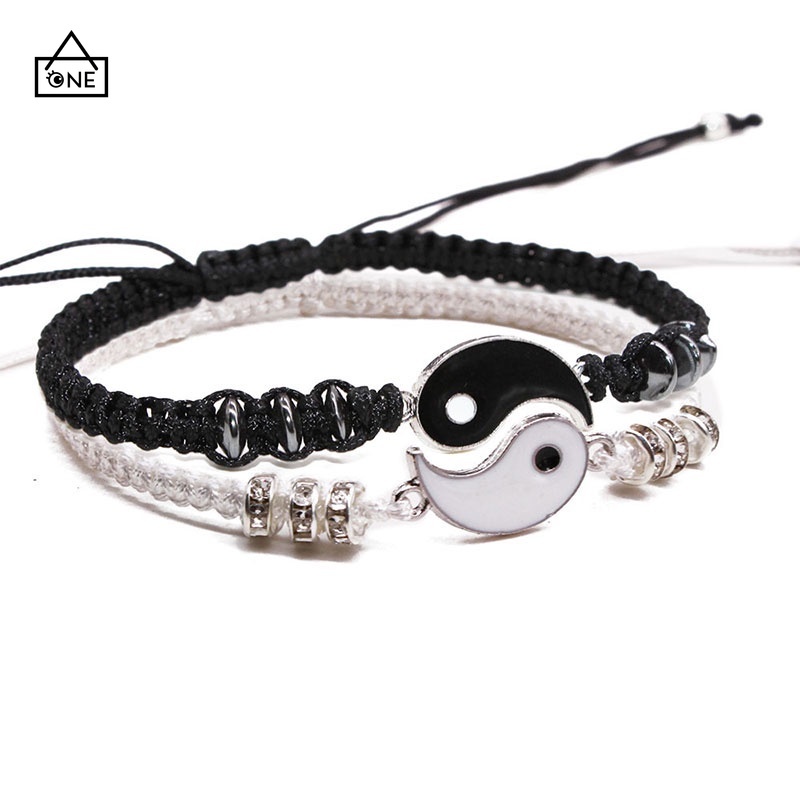 COD❤2 Buah/Set Gelang Pasangan Tai Chi Magnetik Hadiah Kekasih Perhiasan Gelang Liontin Kreatif A one