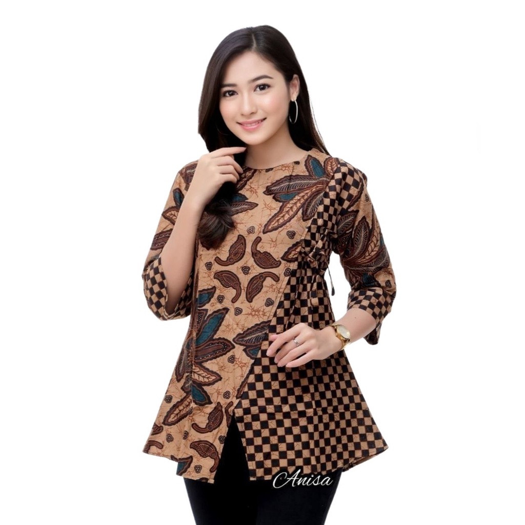 tey-17 Batik wanita ASJ SA HRB026 Kenongo Kemeja Tosca Pendek bubutan.store 2023