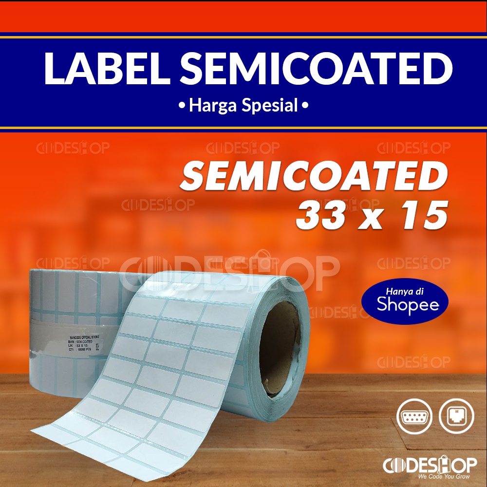 Label Barcode Semicoated 33 x 15 3 Line Core Besar