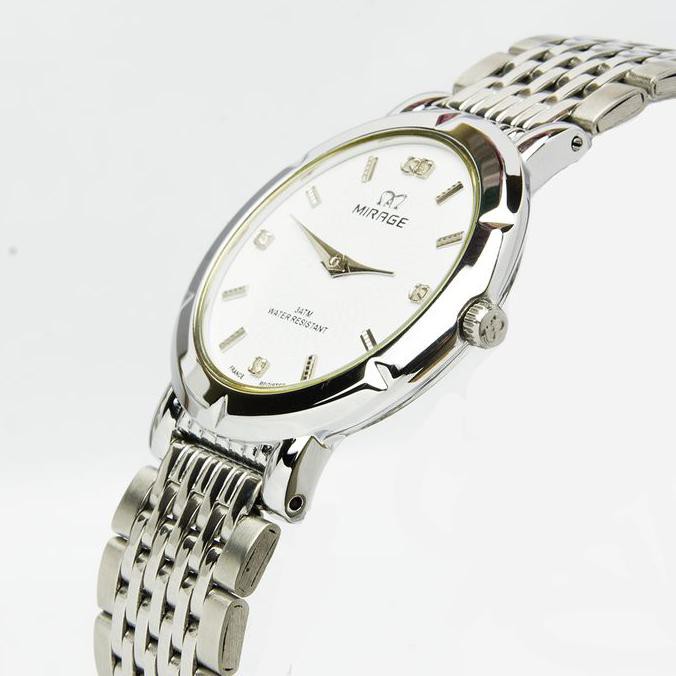 Jam Tangan wanita model tipis rantai silver 2 jarum - Putih