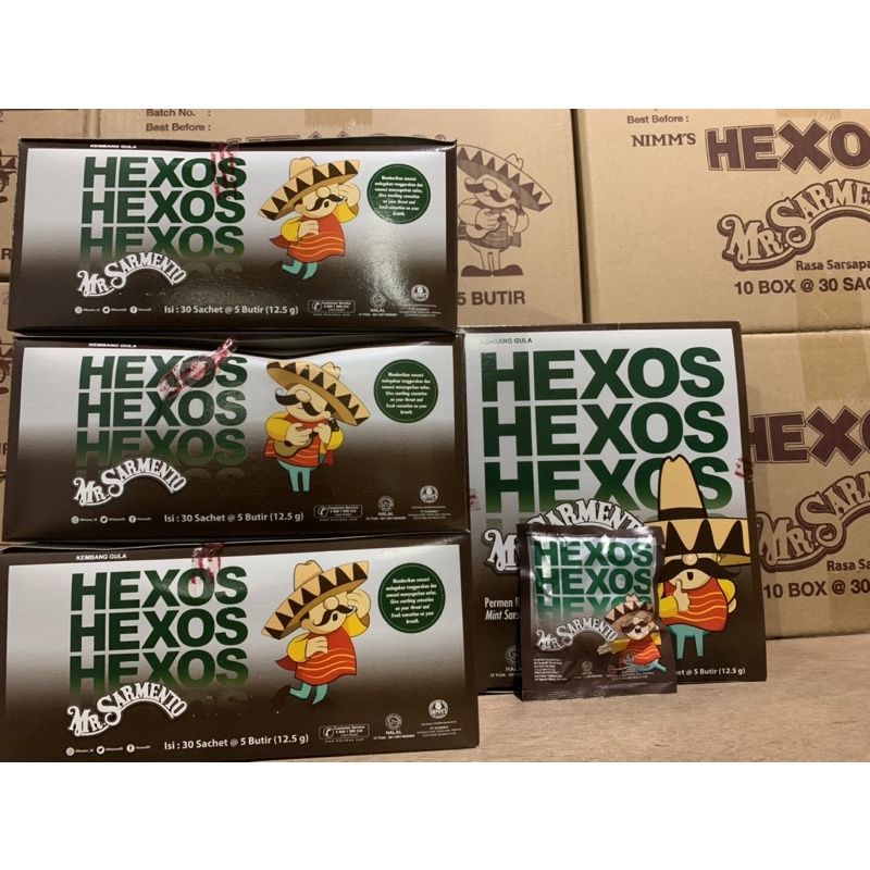 

permen hexos sarmento 1 box isi 30 sct