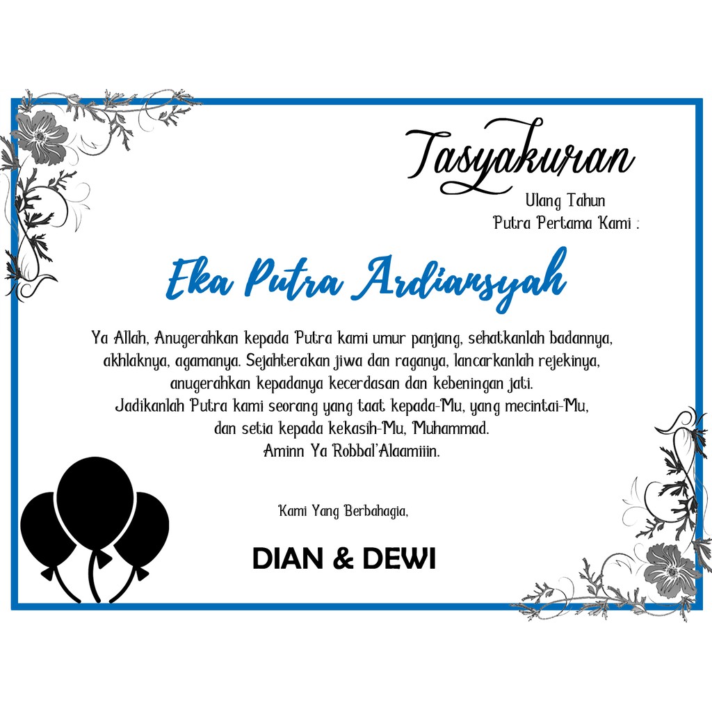 

KARTU SYUKURAN ULANG TAHUN HITAM PUTIH SIMPLE