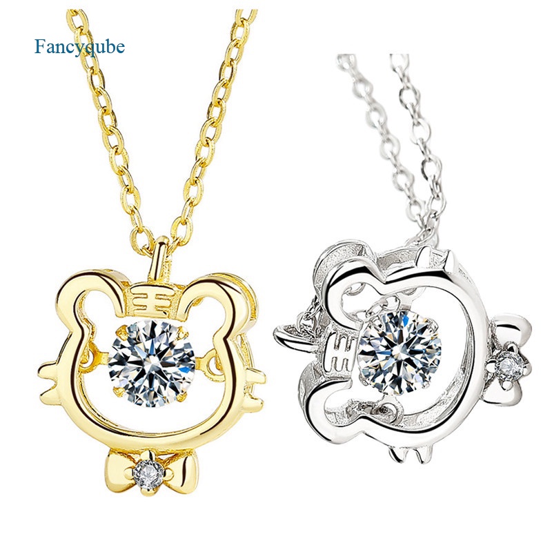 Fancyqube Fancycube Kalung Rantai Klavikula Liontin Pita Harimau Bahan Zirkon Untuk Pria Dan Wanita