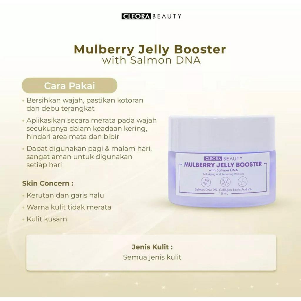 BPOM Cleora Mulberry Jelly Booster With Salmon DNA Moisturizer Anti Aging Krim Pelembab Wajah Muka