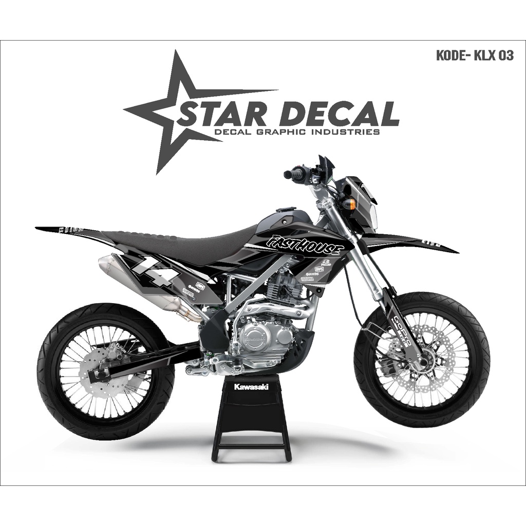 STAR DECAL | Decal KLX BF full body | Hitam Abu Motif Simple