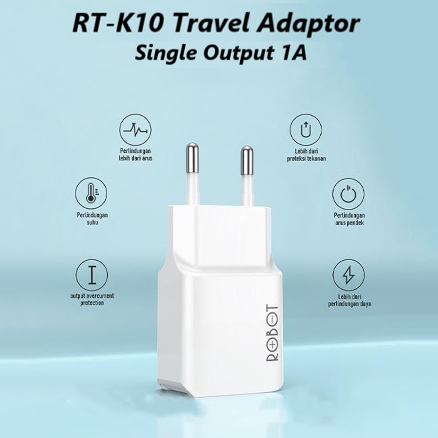 ROBOT RT-K10 ADAPTER KEPALA CHARGER USB PORT ADAPTOR OPPO VIVO SAMSUNG 1A