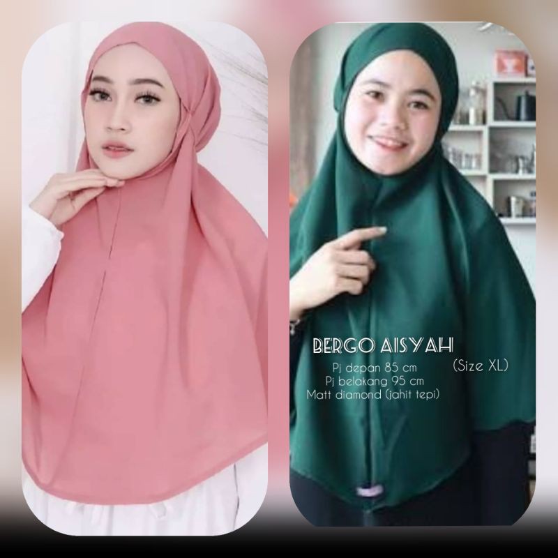 hijab bergo size XL khusus warna hijau botol