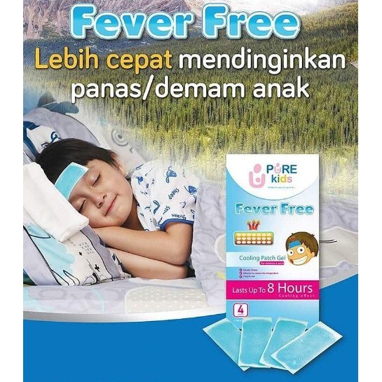 Pure Kids Fever Free Cooling Patch Gel Kompres Penurun Panas Anak Isi 4