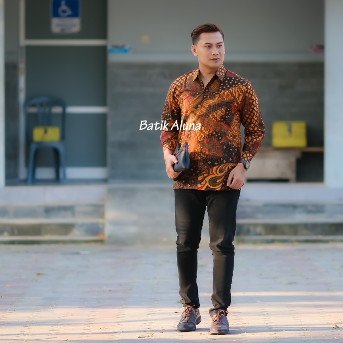 Kemeja Batik Pria Premium Lengan Panjang Pabrik Batik Aluna PCW 089