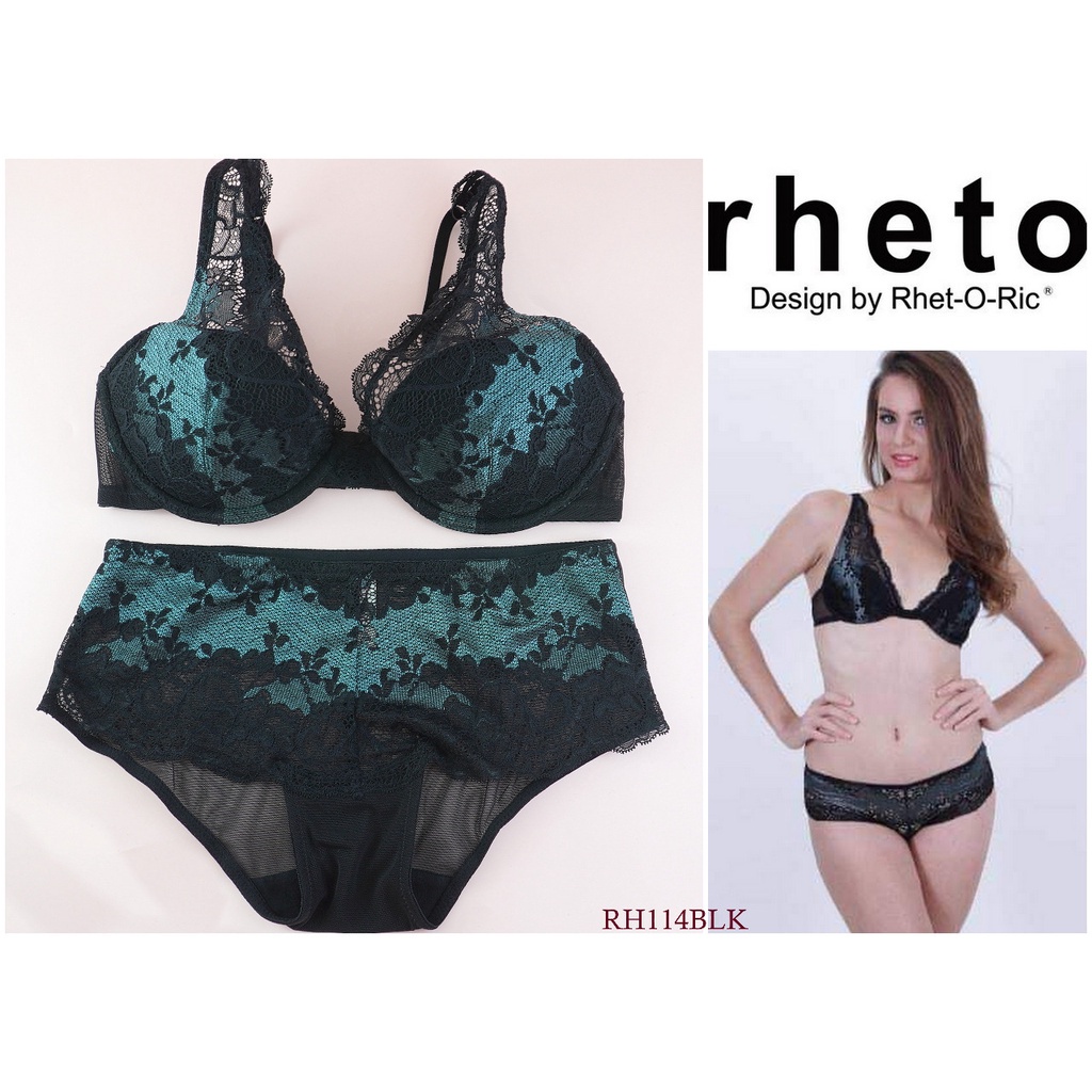 Bra Set Wanita Kawat Busa Tipis Full Cup Renda Underwear Pakaian Dalam RHETO (RHET-O-RIC) RH114BLK