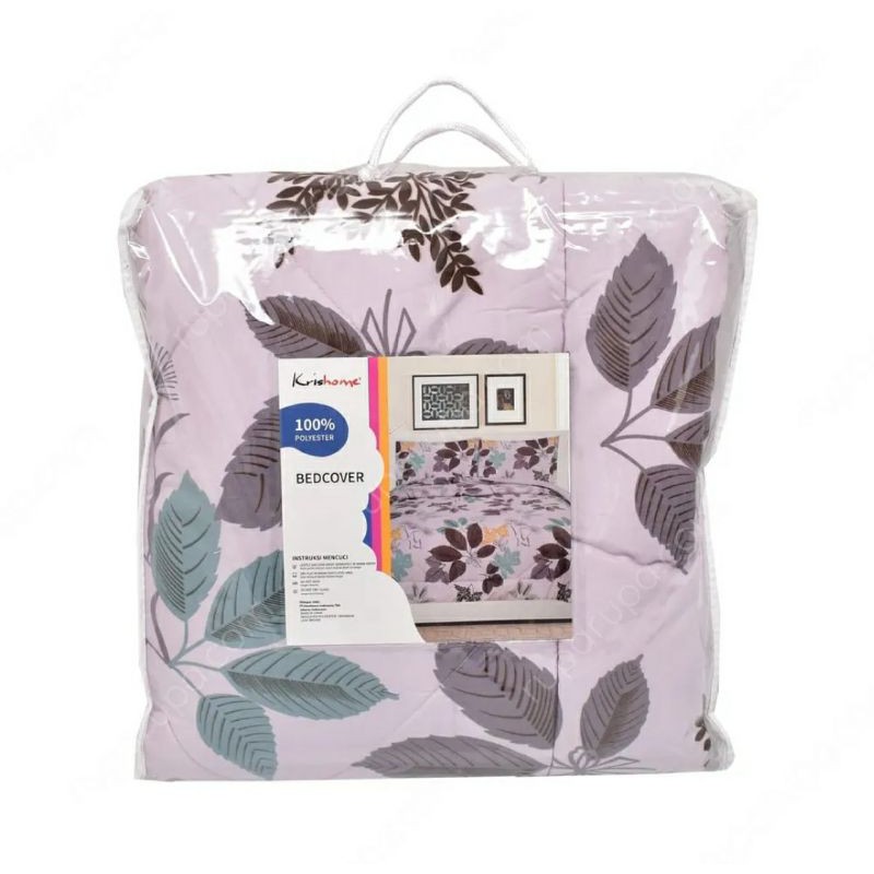 Jastip Ace Hardware Krishome 150x200 Cm Bed Cover Polyester Leaf - Cokelat