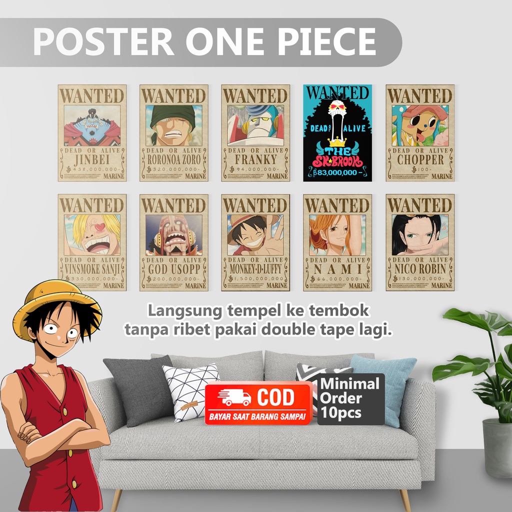 [COD] Poster dinding ONE PIECE bounty wanted | anime one piece | walldecor one piece