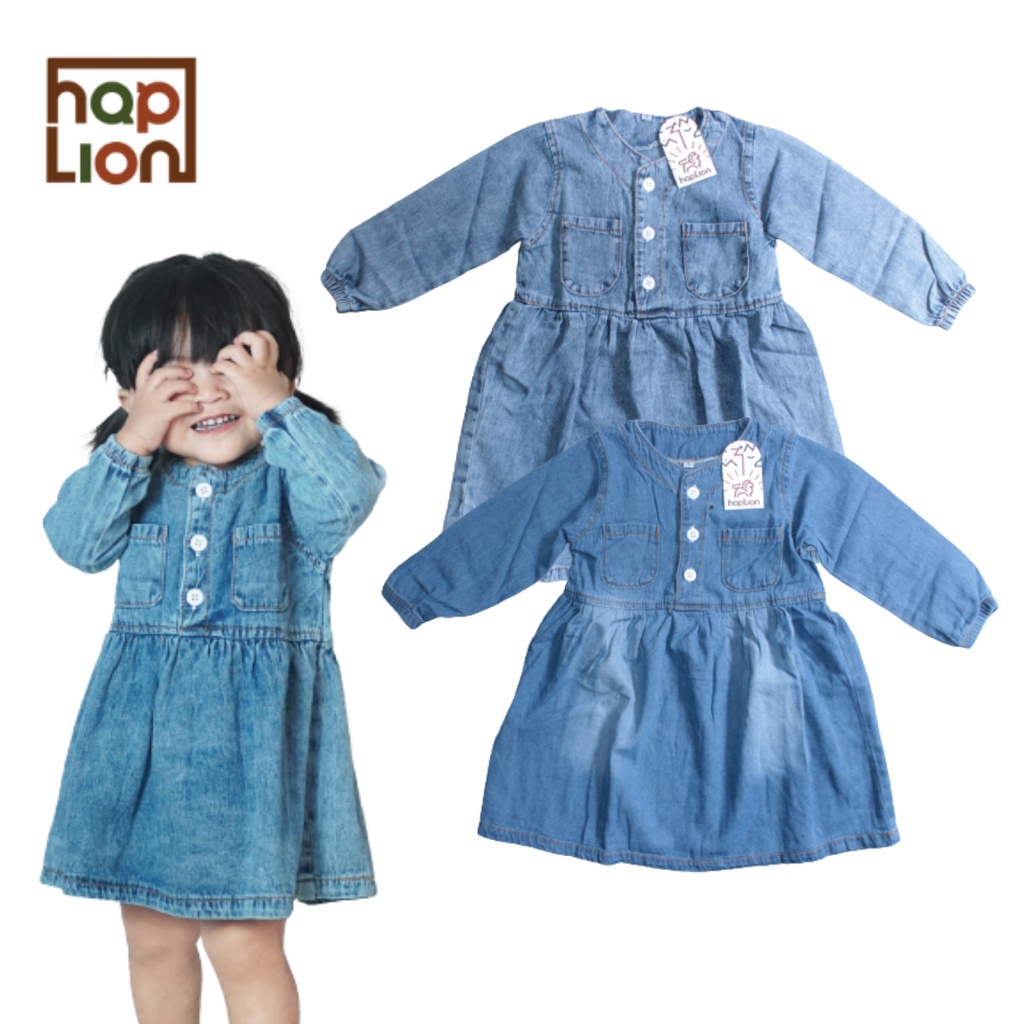 Dress Jeans Anak Perempuan Lengan Panjang Akira 1-6 Tahun | Haplion Kidswear