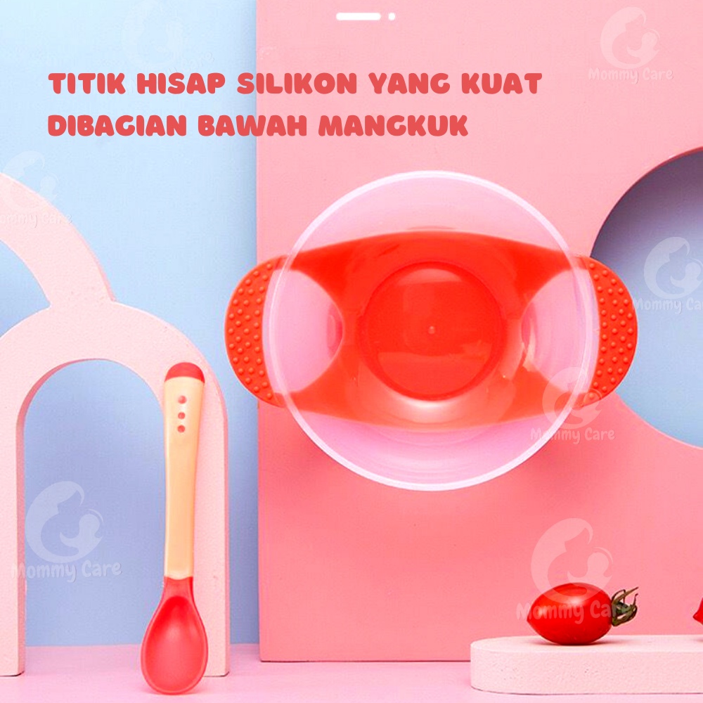 MOMMYCARE MANGKOK SENDOK GARPU BAYI ALAT MAKAN BAYI SILIKON ANTI TUMPAH