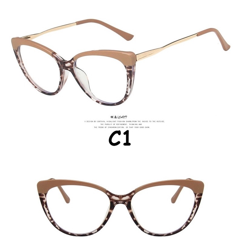 【Replaceable lenses】COD (AIMURUSI) Desain Merek Barat Retro Cat Eye Kacamata Bingkai Wanita/kacamata anti cahaya biru / sinar-7