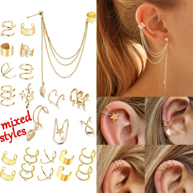 Anting Rumbai Bentuk Bintang Bahan Metal Warna Emas Gaya Retro Korea Untuk Wanita