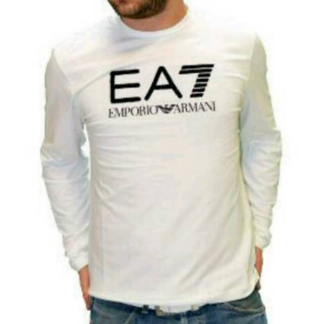 Long Sleave Tshirt T Shirt Kaos Lengan Panjang EA7 Putih